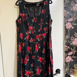 City Chic Black and Red A-Line Midi Dress